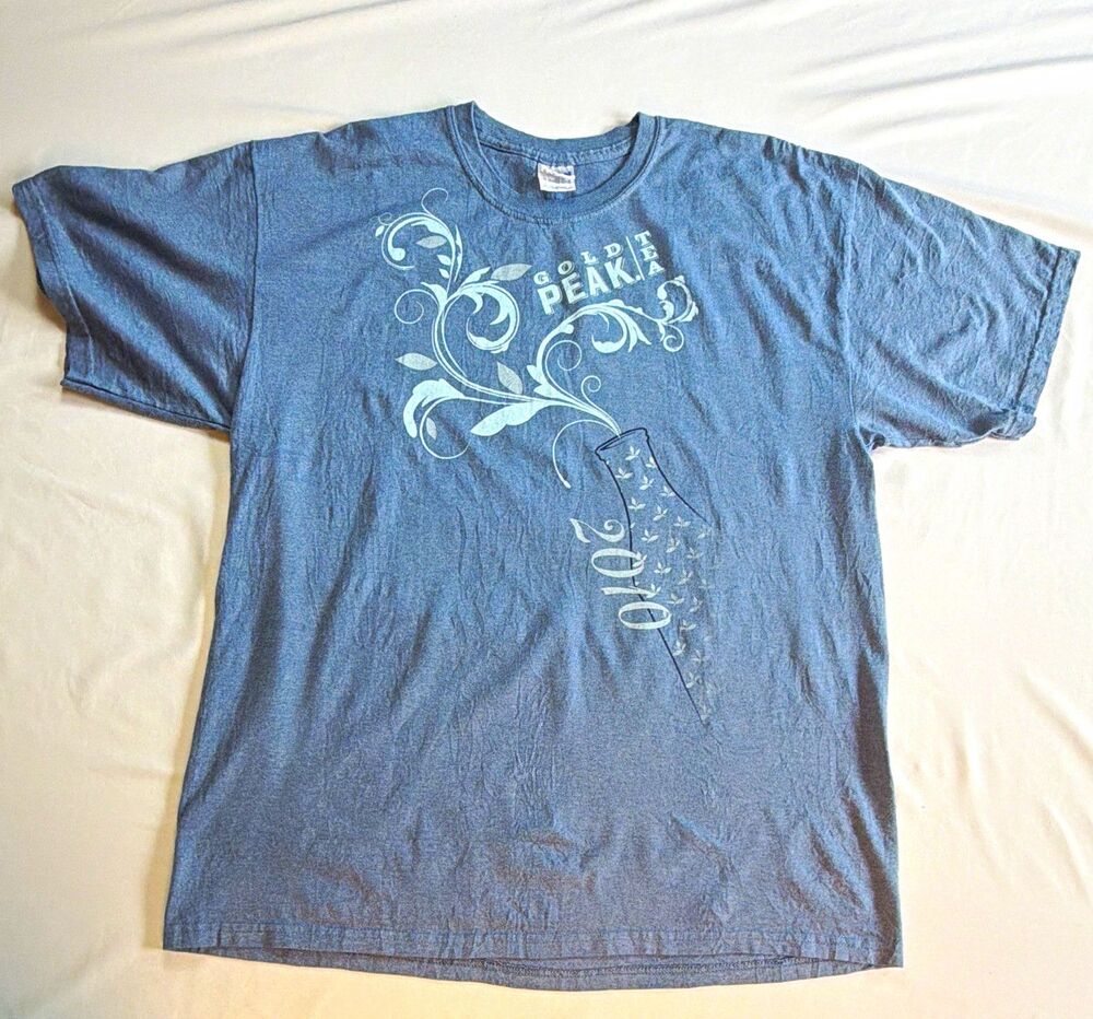 Gold Peak Tea Blue Graphic Logo Promo 2010 Fade T-Shirt Men XL Fade Streetwear